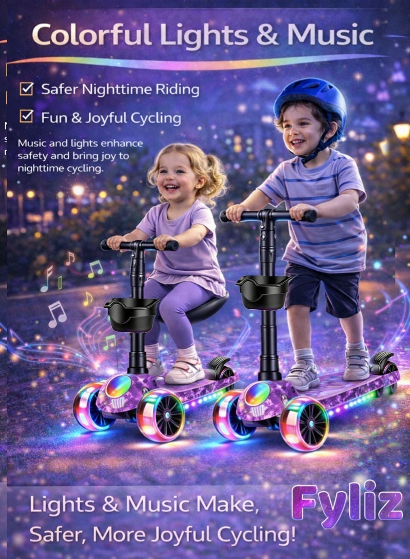 Fyliz Kick Scooter 3-in-1 Folding Flash Wheel 2-12 Year Old Male and Female Baby Can Ride Children's Sliding Wheel - Image 5